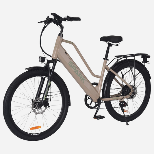 Електровелосипед Spark E-CITY EASY GO 26" — вигляд спереду-збоку, жорстка вилка, LED-фара, широкі покришки Spark