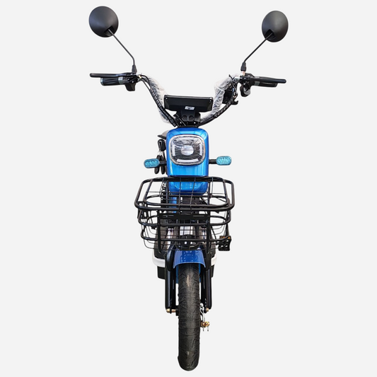 Електровелосипед SPARK ZIPPY 14" — вигляд спереду, LED-фара, поворотники та передній кошик