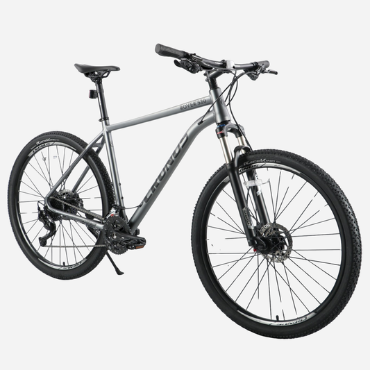 Cronus ROVER 520 29" MTB хардтейл сірий — вид спереду-збоку з підніжкою