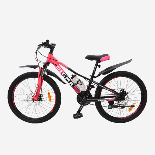 Cross Sigma 2026 24" 11" рожево-чорний MTB — амортизаційна вилка та Shimano трансмісія