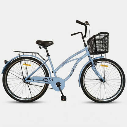 Міський велосипед Spark City Vista 26 — вид збоку, блакитний, з кошиком і багажником