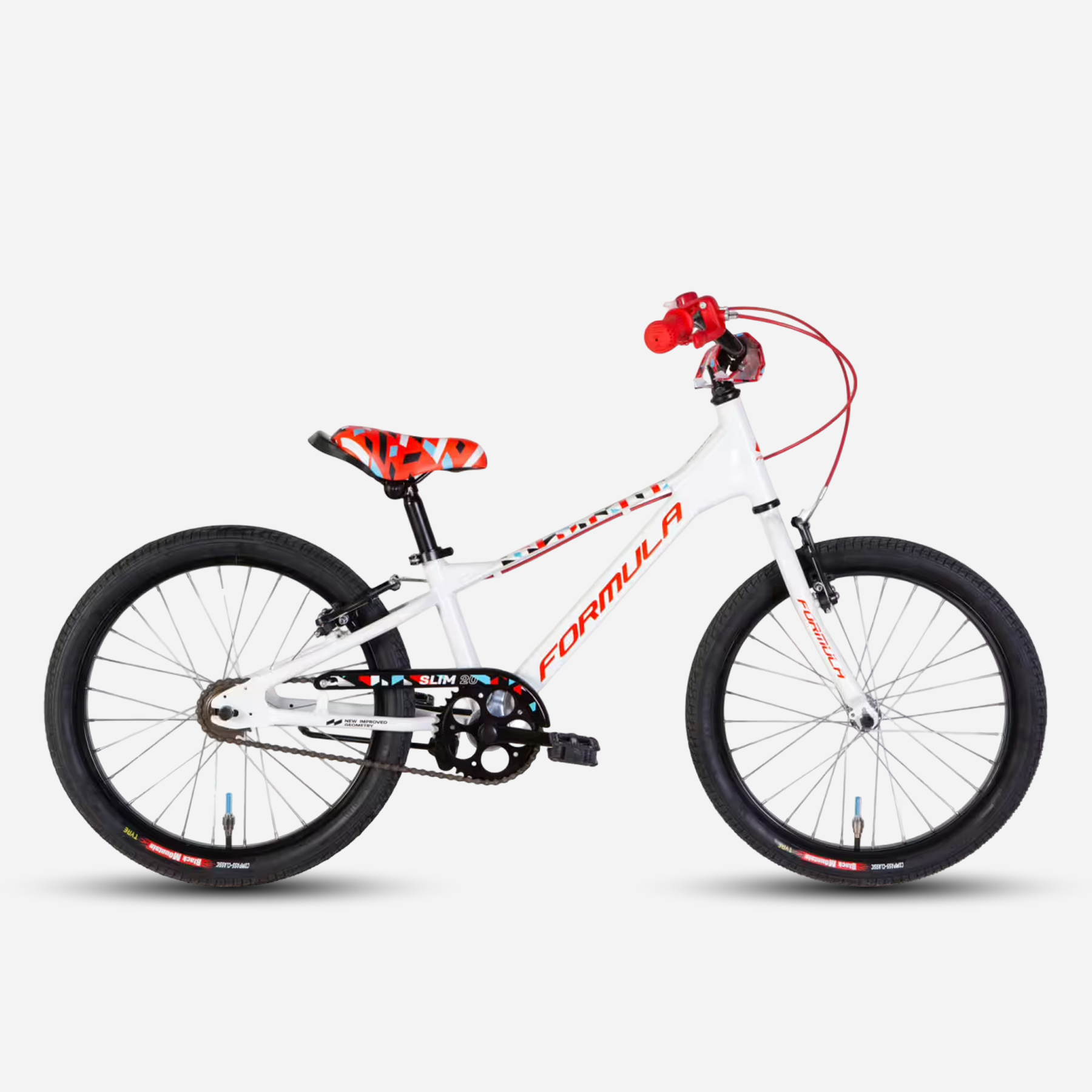 Дитячий велосипед Formula Kid SLIM 20" білий з червоним, алюмінієва рама 10", вид збоку