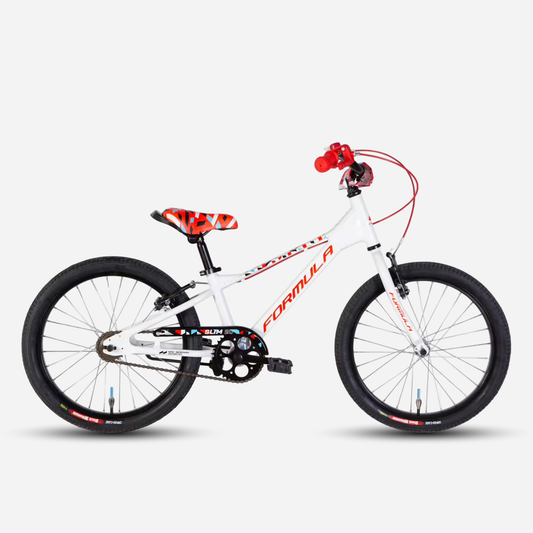 Дитячий велосипед Formula Kid SLIM 20" білий з червоним, алюмінієва рама 10", вид збоку