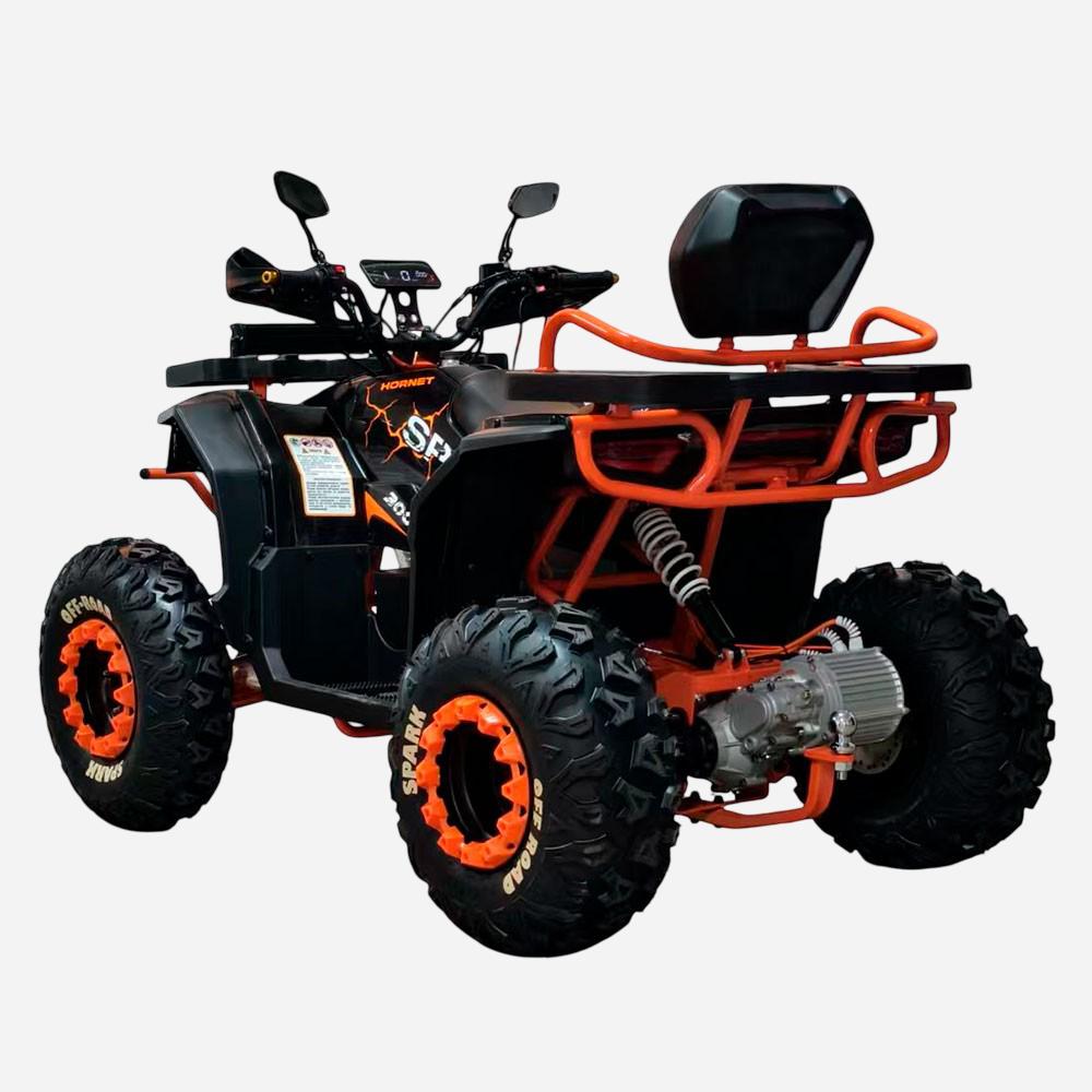Електроквадроцикл SPARK HORNET із пасажирською спинкою, вигляд ззаду під кутом