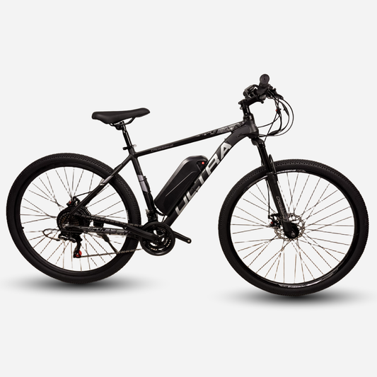 Електровелосипед CrossBike Ultra 29" чорний — вигляд збоку, алюмінієва рама 19"