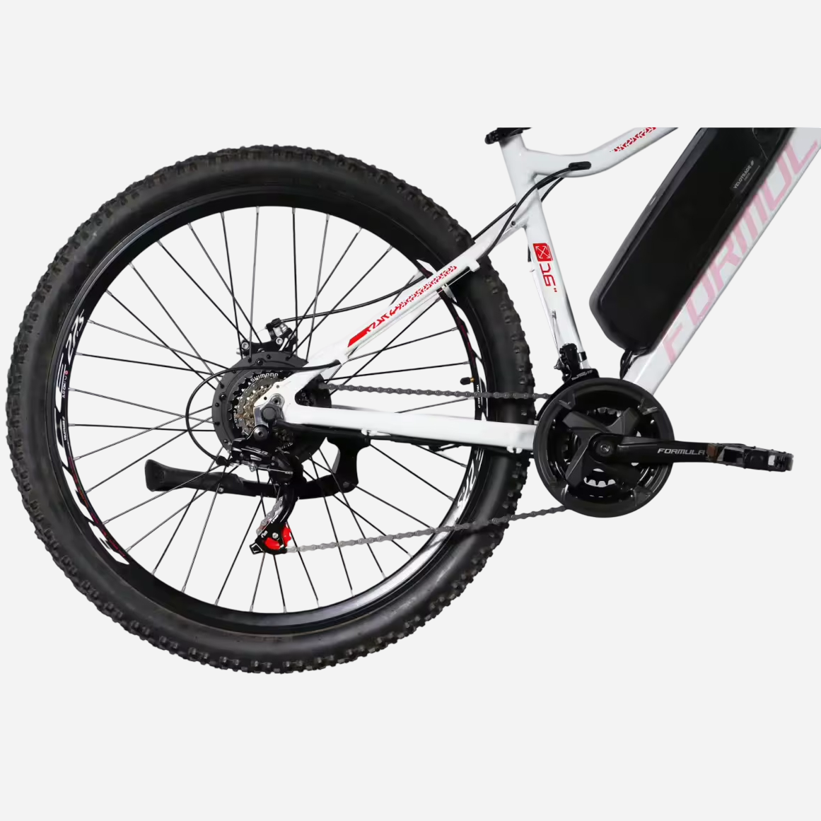 Задня трансмісія Formula eALPINA — касета SHIMANO TZ-500, перемикач RD-TZ500, ланцюг KMC, шатун Formula, дискове гальмо