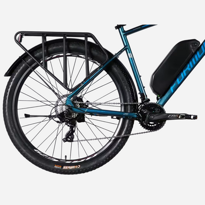 Formula eCURSOR MAN DD CS — задня трансмісія: касета 8 швидкостей, перемикач Shimano RD-TX800, покришка Compass 29"x2.4, сталевий багажник