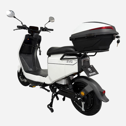 Електровелосипед SPARK EVO — задній кут, знімний кофр на ключ, стоп-сигнал, логотип EVO