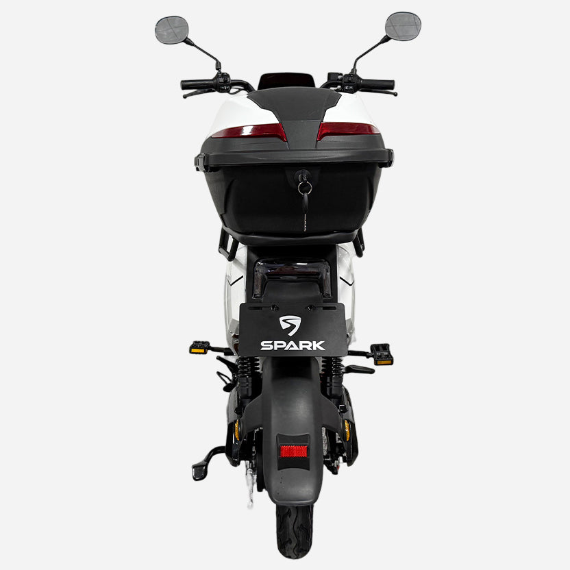 Електровелосипед SPARK EVO — вид ззаду, задній кофр, складні підніжки, логотип SPARK
