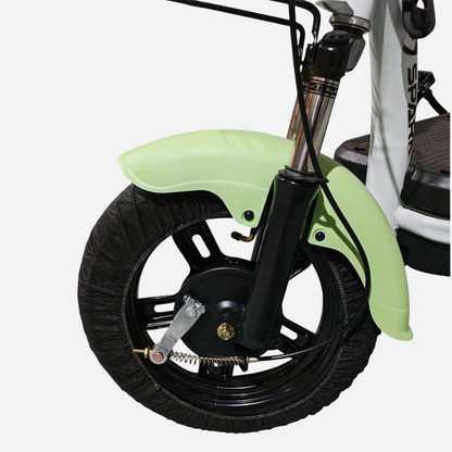 Електровелосипед SPARK COMPACT 14" 400 Вт зелений — вилка і крило крупним планом