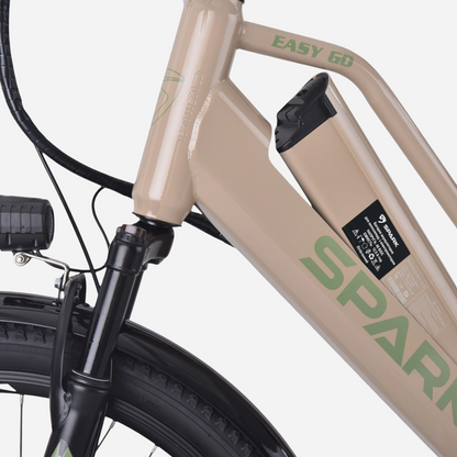 Spark E-CITY EASY GO 26" — інтегрований акумулятор Li-ion 48V 12,5Ah у рамі, напис EASY GO та логотип SPARK