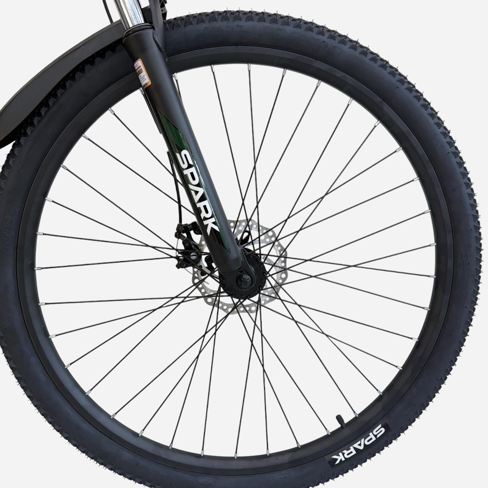 Переднє колесо 29" електровелосипеда Spark E-MTB GHOST — амортизаційна вилка Spark, дисковий ротор 160 мм