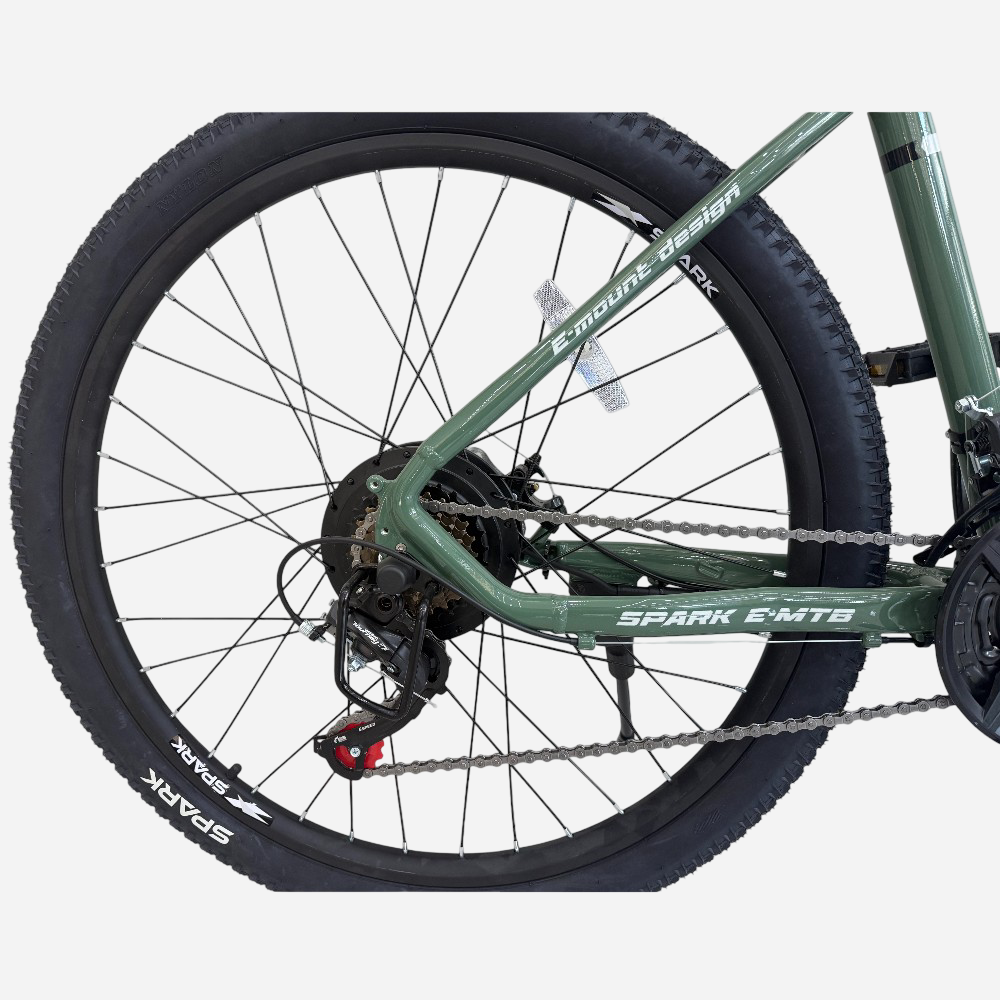 Заднє колесо електровелосипеда Spark E-MTB SHADOW 27.5" — задній перемикач SHIMANO, мотор-колесо, ланцюг, крило