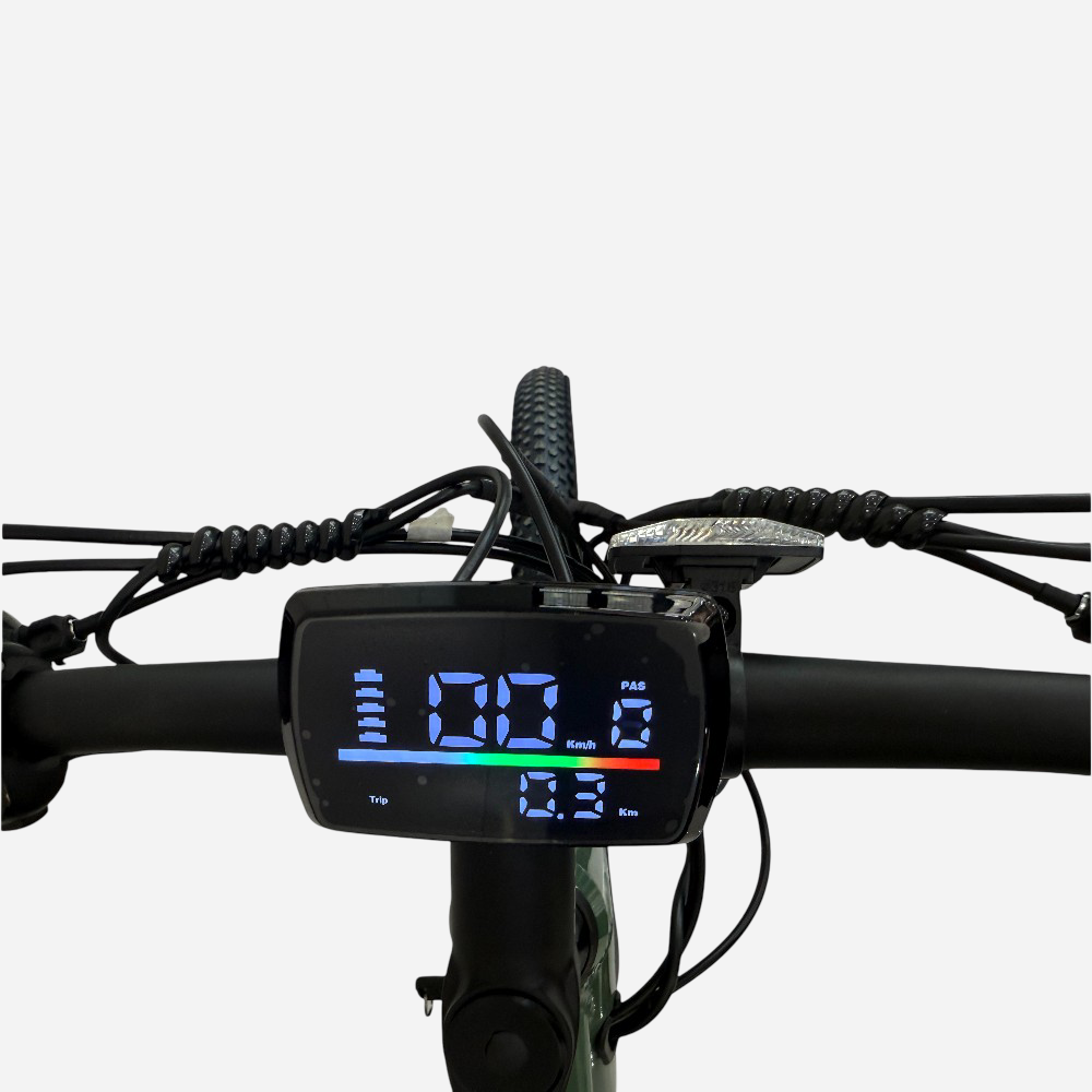 LED-дисплей електровелосипеда Spark E-MTB SHADOW — відображення швидкості, заряду батареї, режиму PAS та одометра
