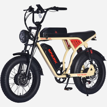 Електровелосипед SPARK PREDATOR AWD спереду зліва, видно дискові гальма, крила та підніжку.