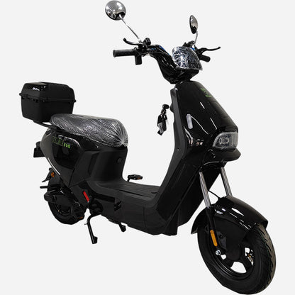 Електровелосипед SPARK RUN EVO 14" чорний, вид збоку справа з топкейсом