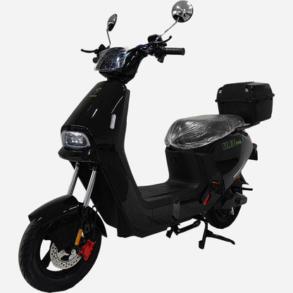 Електровелосипед SPARK RUN EVO 14" чорний, вид спереду-збоку з LED-фарою