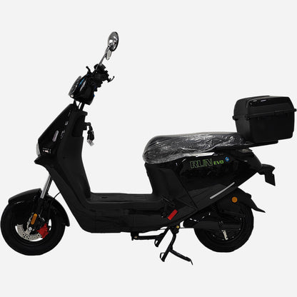 Електровелосипед SPARK RUN EVO 14" чорний, вид збоку зліва з дисковим гальмом