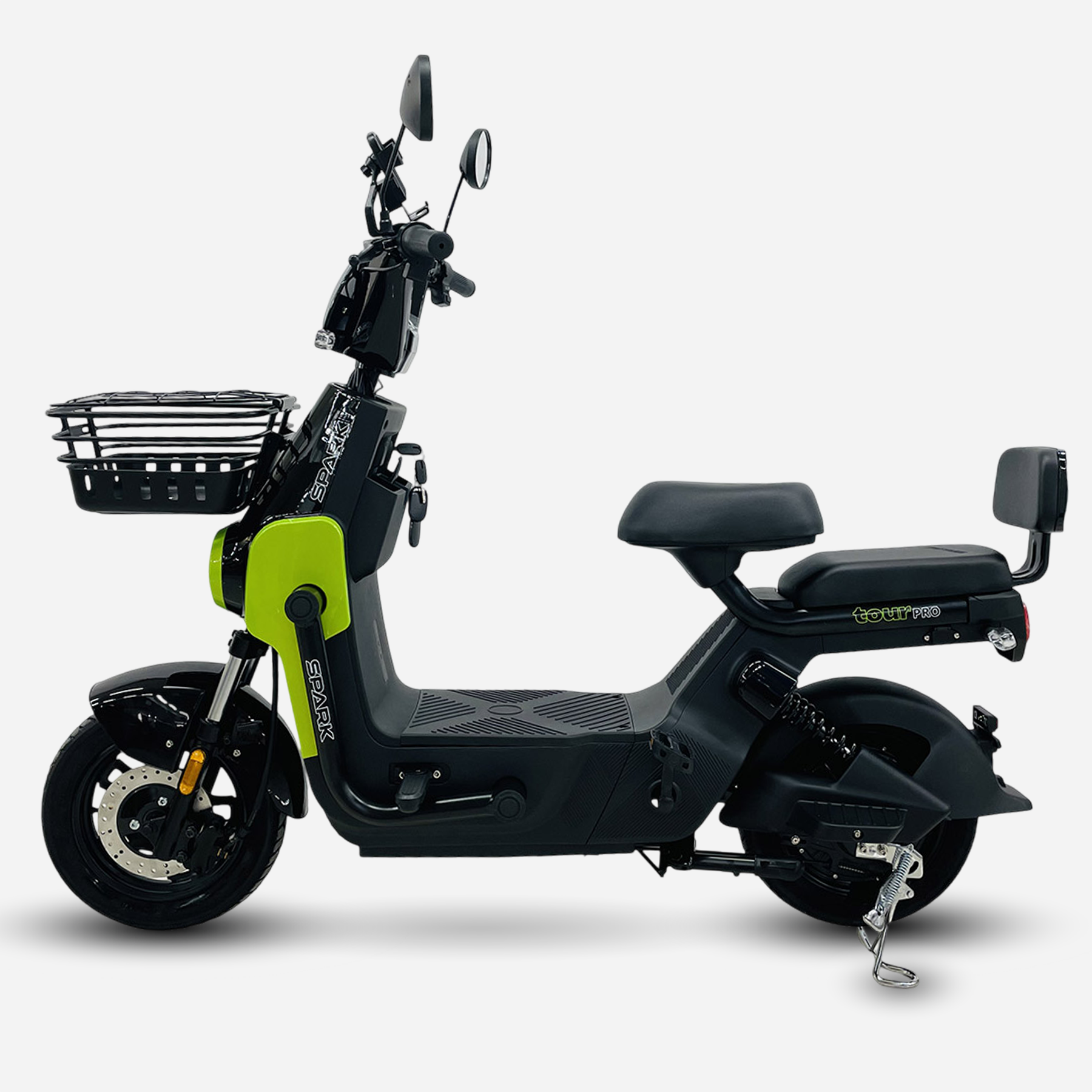 Електровелосипед SPARK TOUR PRO 14" чорний з зеленим, вид збоку