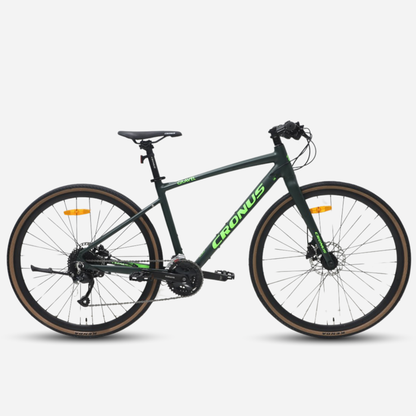 Гірський велосипед Cronus Gravel 28" чорно-зелений, алюмінієва рама 17.5", вид збоку