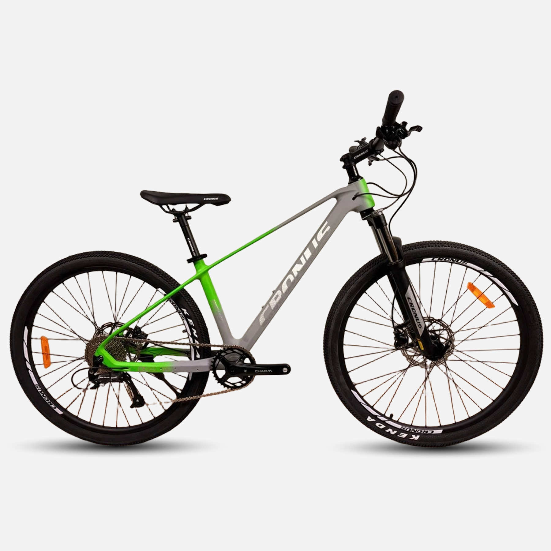 Гірський велосипед Cronus Hurricane 27.5" сіро-зелений, магнієва рама, вид збоку