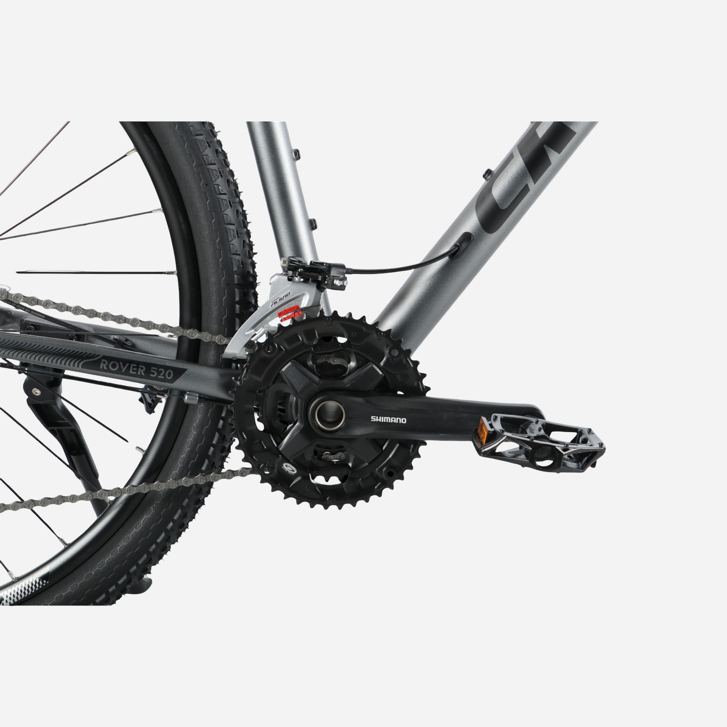 Cronus ROVER 520 — система шатунів Shimano FC-MT210-3 з потрійною зірочкою та педаль Wellgo