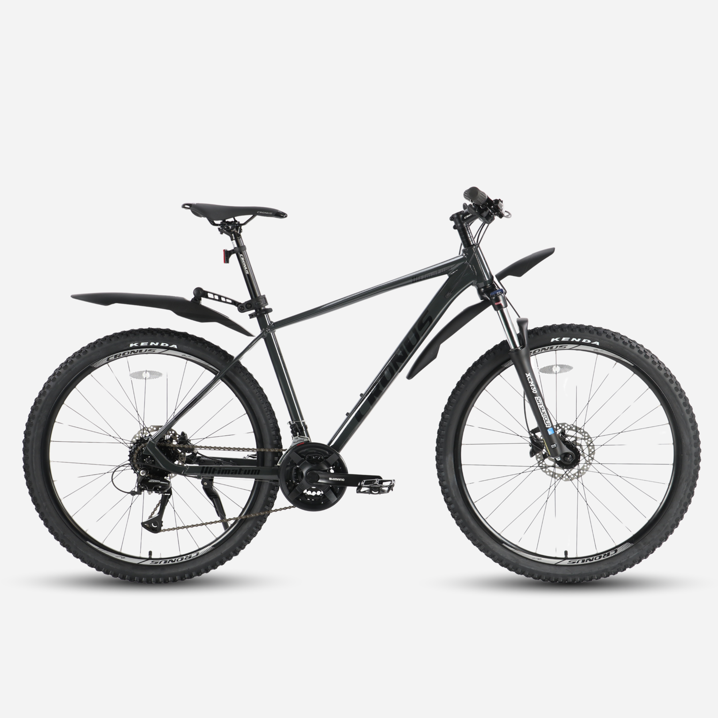 Гірський велосипед Cronus Ultimatum 27.5" чорний з крилами та підніжкою — вид збоку