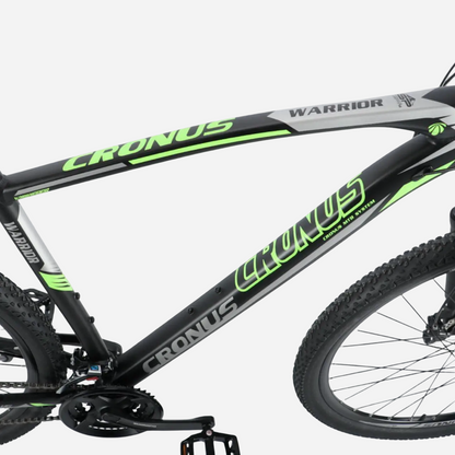 Cronus Warrior 29" — алюмінієва рама 6061 з логотипом Warrior та салатовим графічним декором