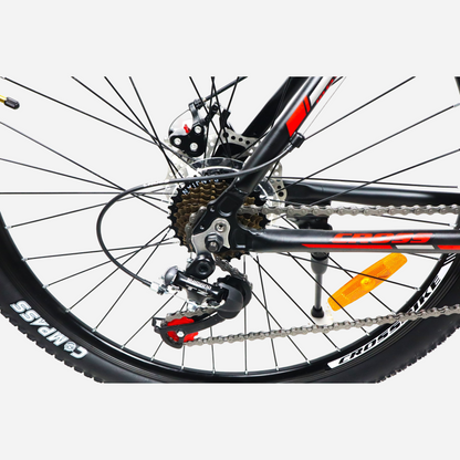 Задній перемикач Shimano велосипеда Cross Hunter 29" — касета 7 швидкостей, ланцюг, дисковий ротор, обід Compass, підніжка, алюмінієва рама