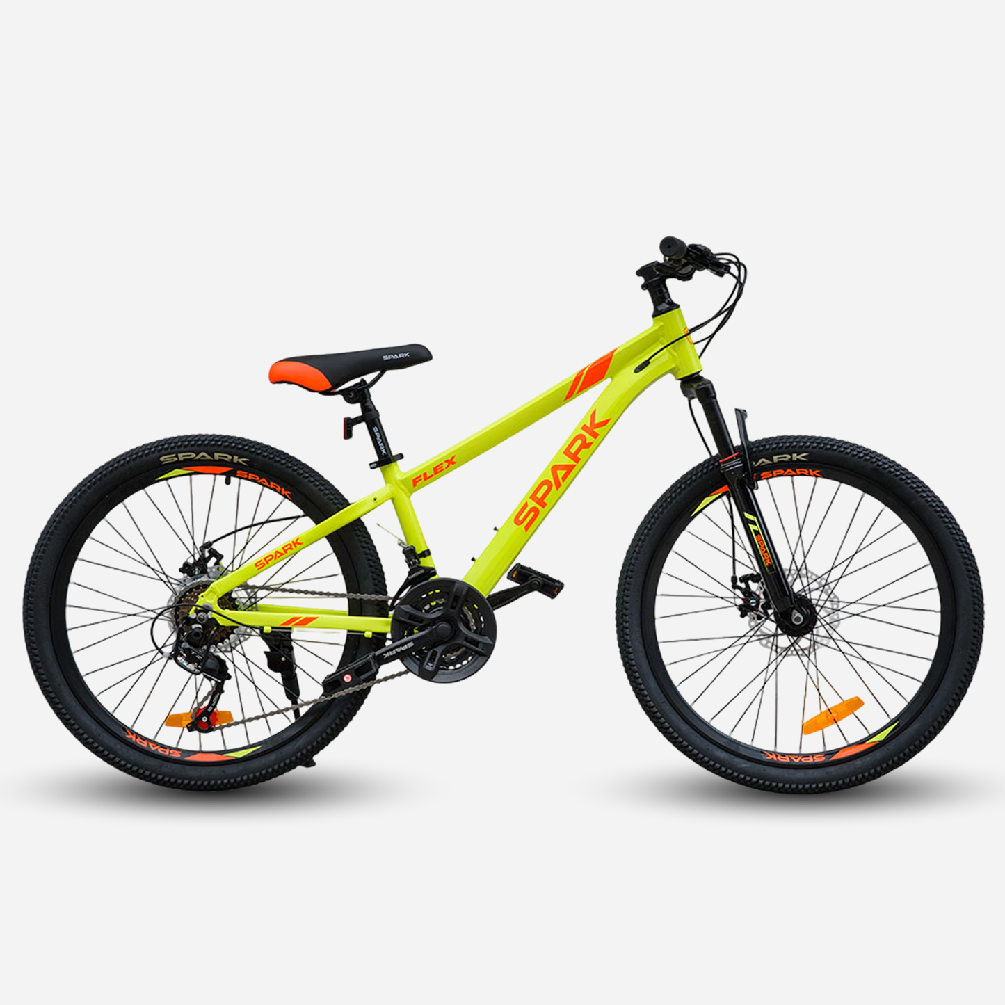 Гірський велосипед Spark FLEX 24" неоново-жовтий з помаранчевим — вид збоку