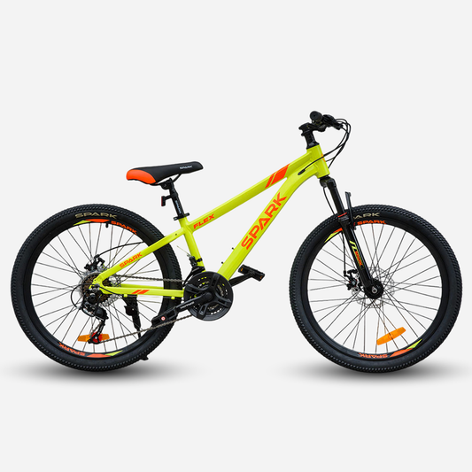 Гірський велосипед Spark FLEX 24" неоново-жовтий з помаранчевим — вид збоку