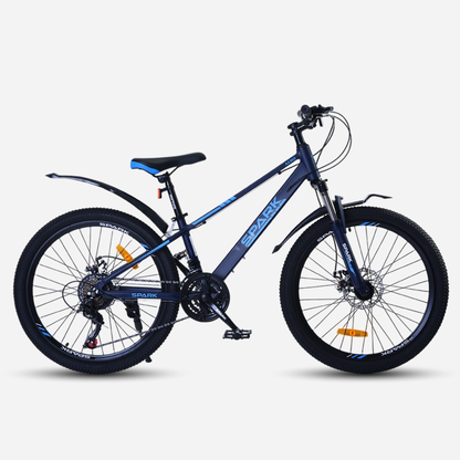 Гірський велосипед Spark AERO 24" темно-синій — вид збоку, дискові гальма, амортизаційна вилка