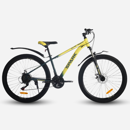 Гірський велосипед Spark APEX 27.5" сталева рама 15" жовтий з темно-зеленим, вид збоку