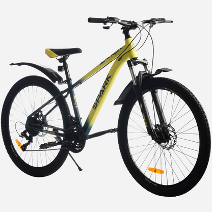 Гірський велосипед Spark APEX 27.5" жовтий з темно-зеленим, вид спереду зліва