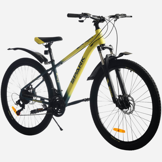 Гірський велосипед Spark APEX 27.5" жовтий з темно-зеленим, вид спереду зліва