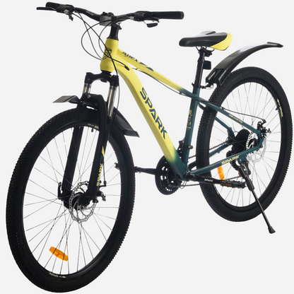 Гірський велосипед Spark APEX 27.5" жовтий з темно-зеленим, вид спереду справа