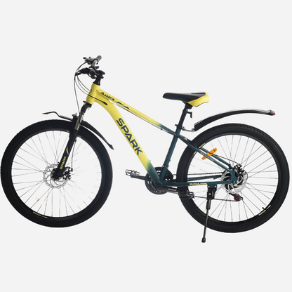 Гірський велосипед Spark APEX 27.5" сталева рама 15" жовтий з темно-зеленим, вид збоку