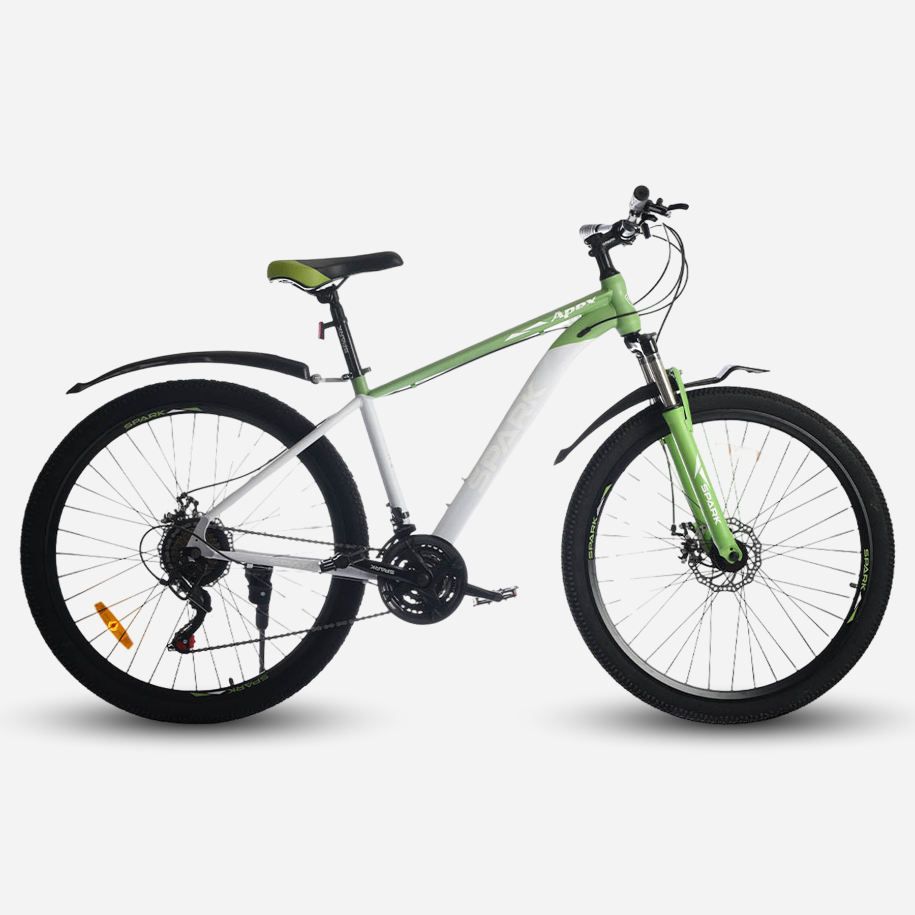 Гірський велосипед Spark APEX 27.5" сталева рама 17" білий з зеленим, вид збоку