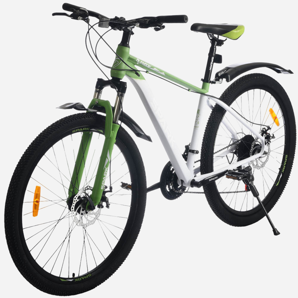 Гірський велосипед Spark APEX 27.5" білий з зеленим, вид спереду зліва