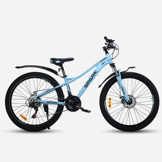 Гірський велосипед Spark AXION 26" алюмінієва рама 13" — вид збоку, колір блакитний, крила та підніжка в комплекті