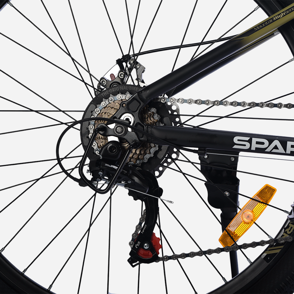 Spark AXION 26" — задній перемикач Shimano Tourney, касета 7S, дисковий ротор та світловідбивач