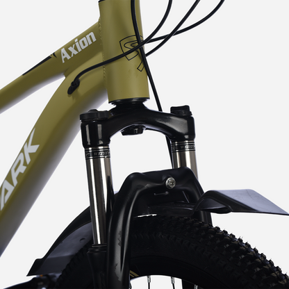 Spark AXION 26" — амортизаційна вилка Weiyo, напис Axion на рамі хакі та переднє крило