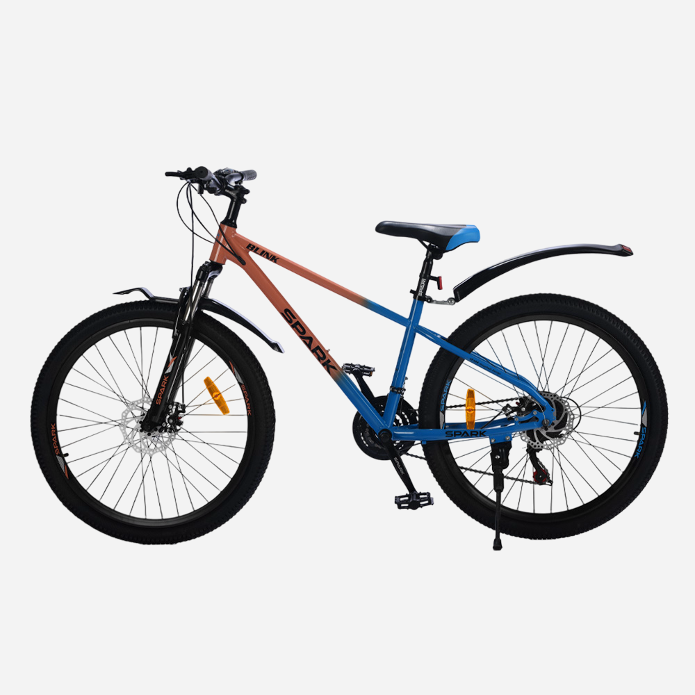 Гірський велосипед Spark BLINK 26" сталева рама 15" — вид зліва, задній перемикач Shimano та дискові гальма 160 мм