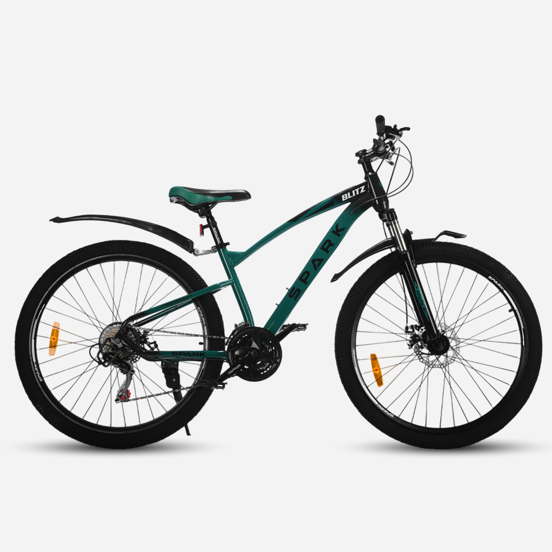 Гірський велосипед Spark BLITZ 27.5" сталева рама 15" — вид збоку, задній перемикач Shimano, касета 7S та широкі покришки 27.5×2.125