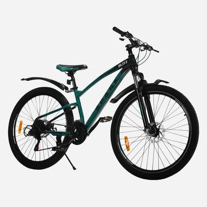 Гірський велосипед Spark BLITZ 27.5" сталева рама 15" — вид спереду справа, амортизаційна вилка Spark та дискові гальма 160 мм