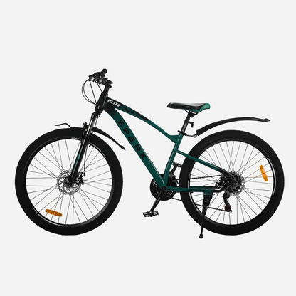 Гірський велосипед Spark BLITZ 27.5" сталева рама 15" — вид зліва, колір смарагдово-зелений з чорним, крила в комплекті