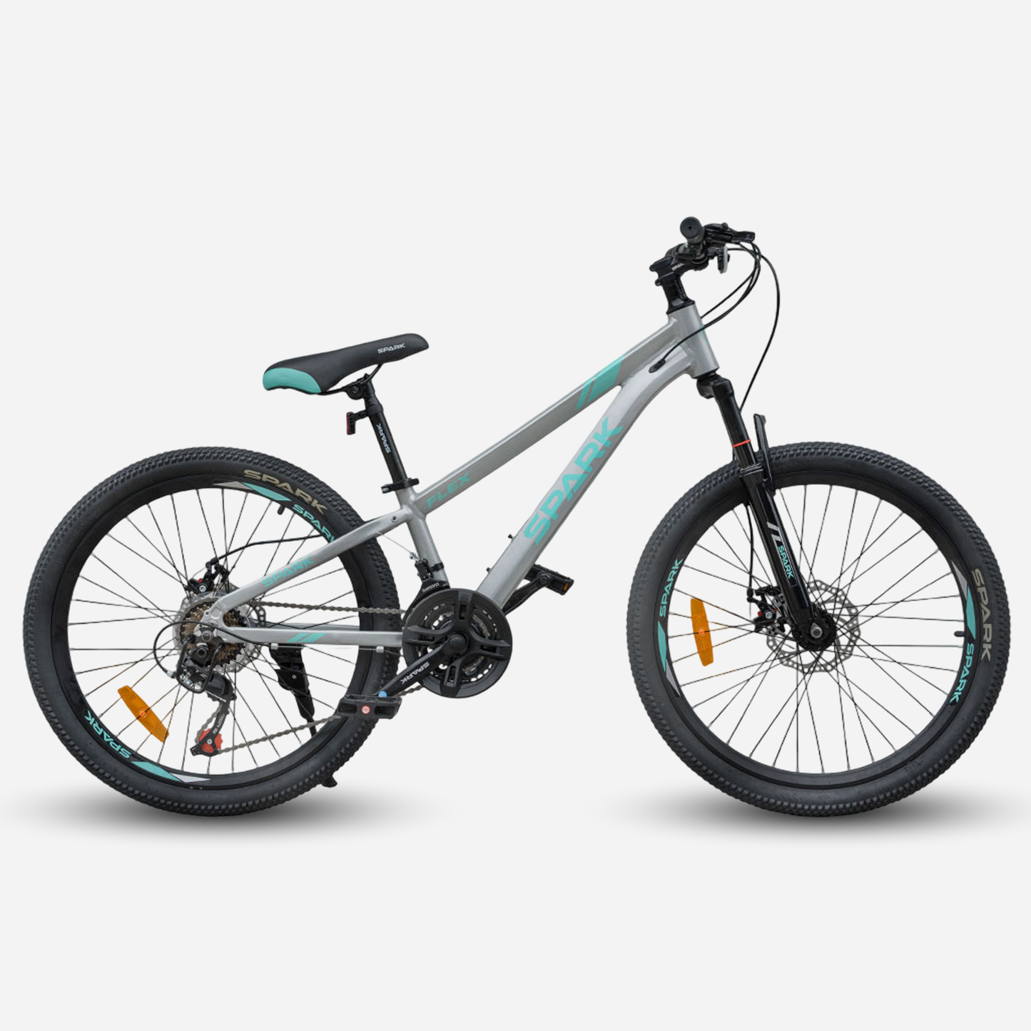 Гірський велосипед Spark FLEX 24" сірий з бірюзовим — вид збоку