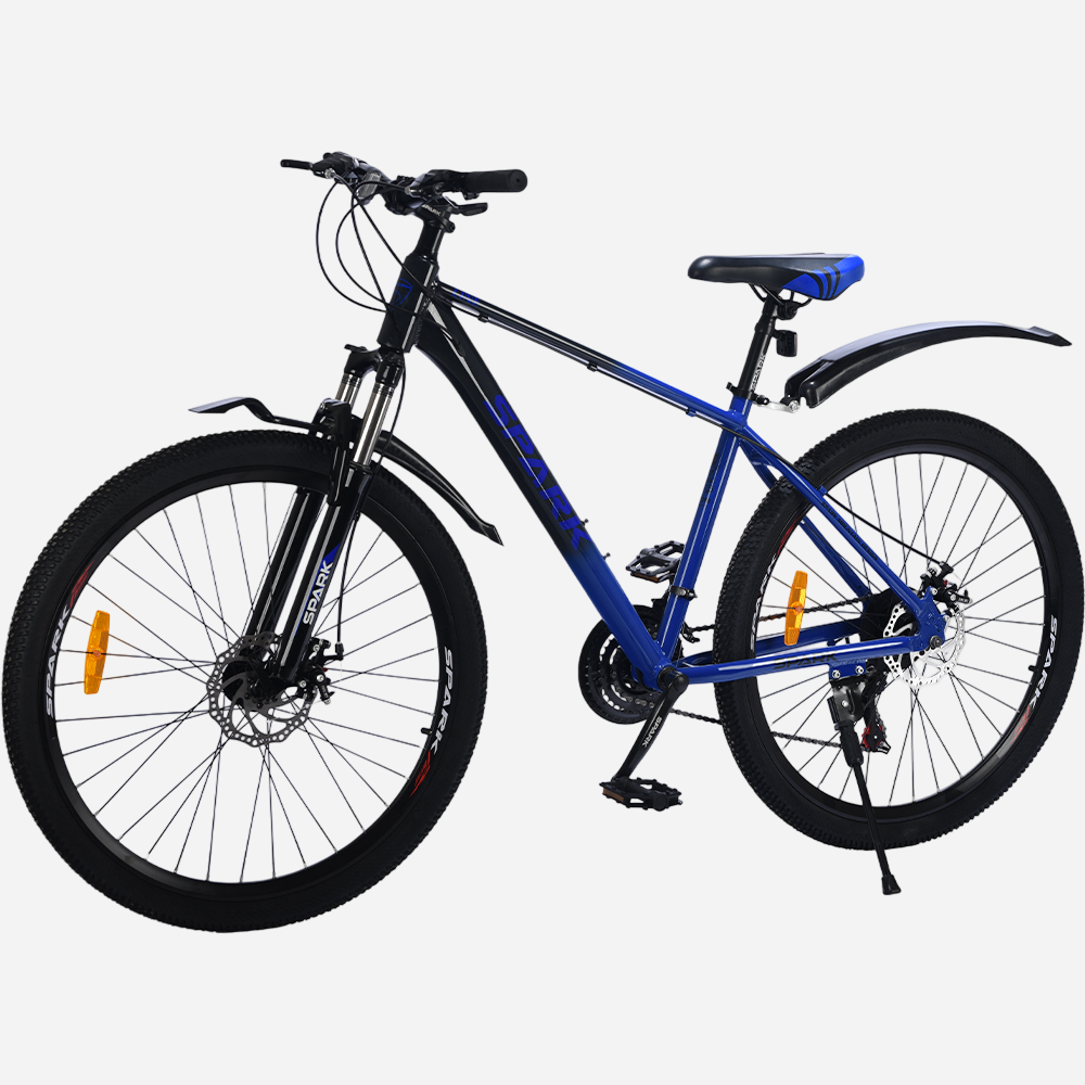 Spark LINE 27.5" MTB синій, вид ззаду, задній перемикач SHIMANO, дискове гальмо