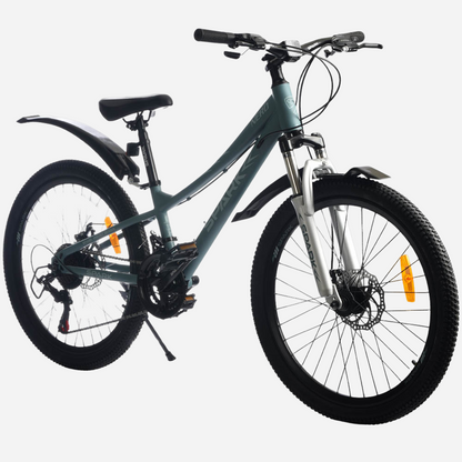 Spark NERO 24" сталева рама 11" — вигляд спереду, амортизаційна вилка Spark та дискові гальма