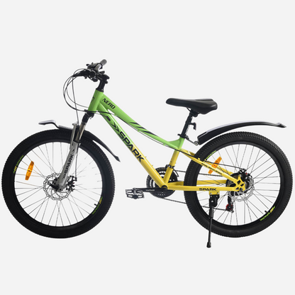Гірський велосипед Spark NERO 24" сталева рама 12" — вигляд з лівого боку, жовто-зелений